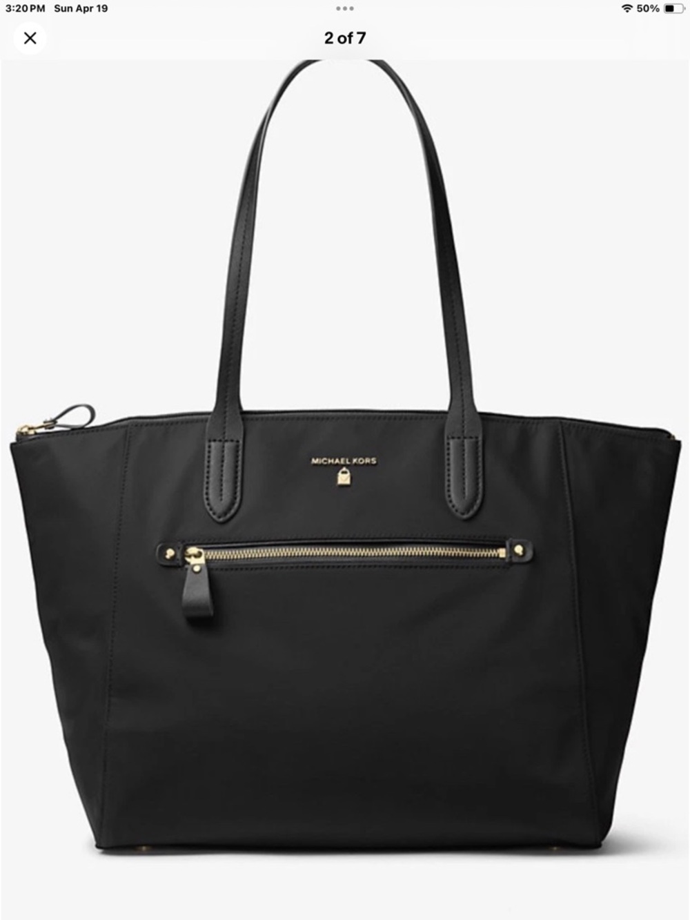 Michael Kors Kelsey Nylon Tote Bag Medium Top-Zip Navy Blue Carry-On Travel NIB